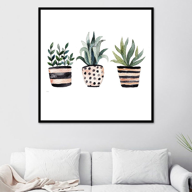 Childrens Art Cat Canvas Print White Botanical Wall Decor for Kids Bedroom, Textured Clearhalo 'Art Gallery' 'Canvas Art' 'Kids' Arts' 1638657