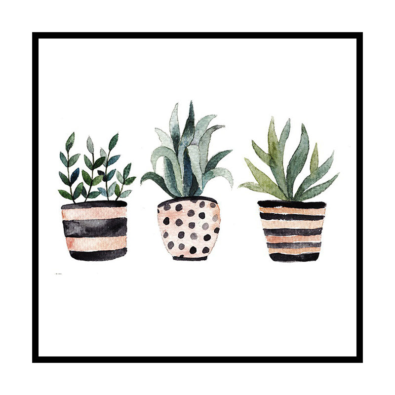 Childrens Art Cat Canvas Print White Botanical Wall Decor for Kids Bedroom, Textured Clearhalo 'Art Gallery' 'Canvas Art' 'Kids' Arts' 1638658