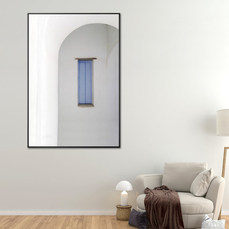 Architecture Dome House Wall Art Industrial Textured Canvas Print in Blue and Grey Clearhalo 'Arts' 'Canvas Art' 1638671