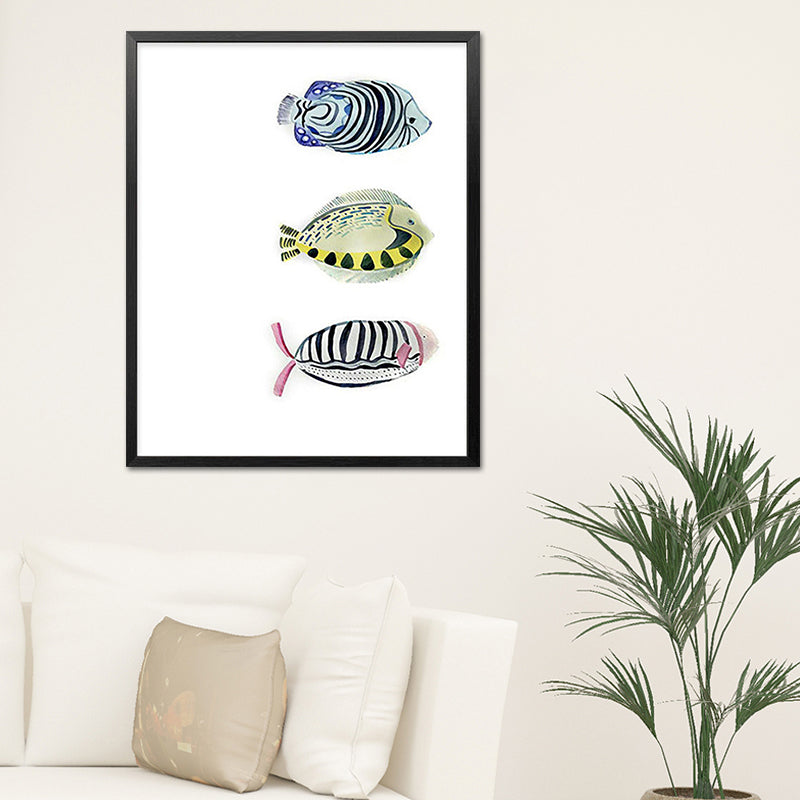 Canvas Textured Wall Art Cartoon Animal Watercolor Drawing Wall Decoration in White White Design 3 Clearhalo 'Art Gallery' 'Canvas Art' 'Kids' Arts' 1638690