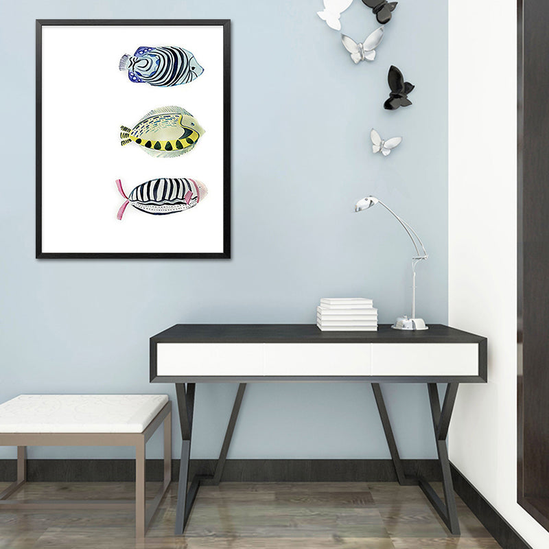 Canvas Textured Wall Art Cartoon Animal Watercolor Drawing Wall Decoration in White Clearhalo 'Art Gallery' 'Canvas Art' 'Kids' Arts' 1638692