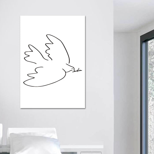 Lienzo decoración de pared blanca estilo escandinavo dibujos de carbón de carbón pintura de aves voladores