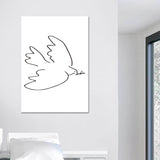 Canvas White Wall Decor Scandinavian Style Charcoal Drawings Flying Bird Painting Clearhalo 'Arts' 'Canvas Art' 1638699