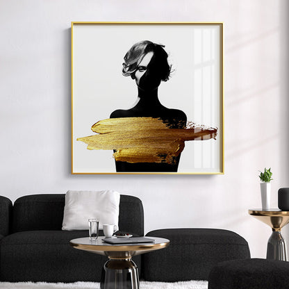 Woman Figure Canvas Modern Style Textured Girls Bedroom Wall Art Print in Dark Color Gold Clearhalo 'Arts' 'Canvas Art' 1638704