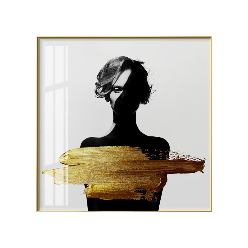 Woman Figure Canvas Modern Style Textured Girls Bedroom Wall Art Print in Dark Color Clearhalo 'Arts' 'Canvas Art' 1638707