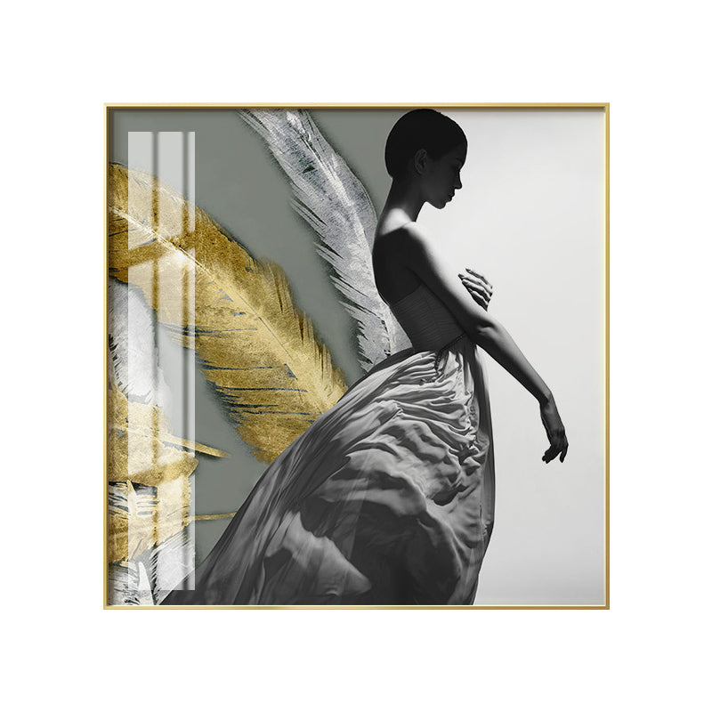 Woman Figure Canvas Modern Style Textured Girls Bedroom Wall Art Print in Dark Color Clearhalo 'Arts' 'Canvas Art' 1638714