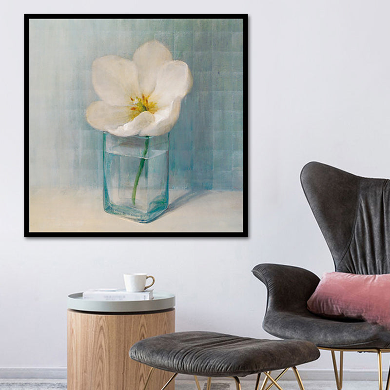 Blooming Bottle Vase Wall Art in White Modern Style Canvas Print for Living Room Green Design 1 Clearhalo 'Art Gallery' 'Canvas Art' 'Contemporary Art Gallery' 'Modern' Arts' 1638760