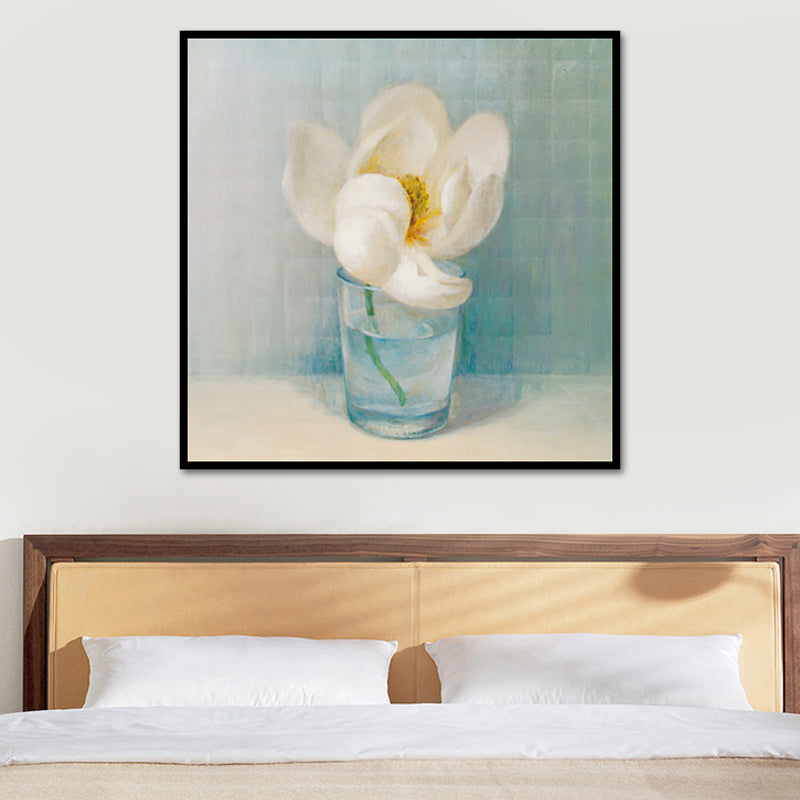Blooming Bottle Vase Wall Art in White Modern Style Canvas Print for Living Room Clearhalo 'Art Gallery' 'Canvas Art' 'Contemporary Art Gallery' 'Modern' Arts' 1638769