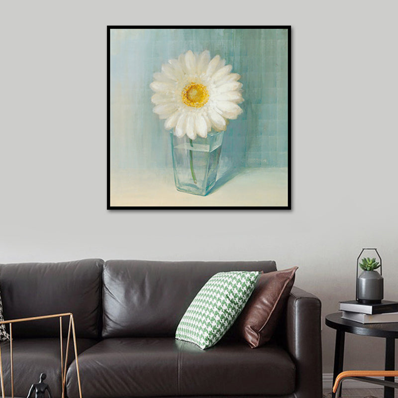 Blooming Bottle Vase Wall Art in White Modern Style Canvas Print for Living Room Clearhalo 'Art Gallery' 'Canvas Art' 'Contemporary Art Gallery' 'Modern' Arts' 1638776