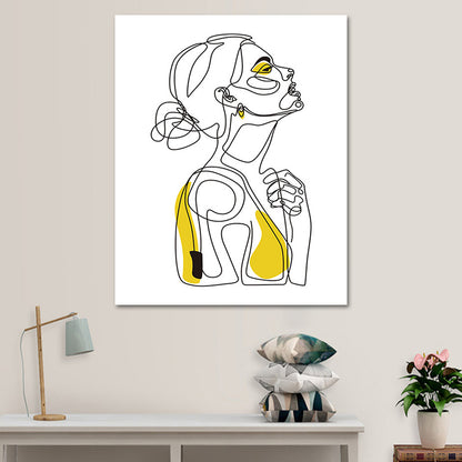 Yellow Girl's Profile Portraiture Canvas Textured Wall Art Print for Boys Bedroom Yellow Clearhalo 'Arts' 'Canvas Art' 1638787