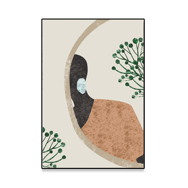 Model and Leaf Wall Art Nordic Textured Canvas Print in Pastel Color for Living Room Clearhalo 'Arts' 'Canvas Art' 1638860