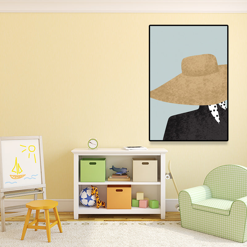 Model and Leaf Wall Art Nordic Textured Canvas Print in Pastel Color for Living Room Clearhalo 'Arts' 'Canvas Art' 1638865