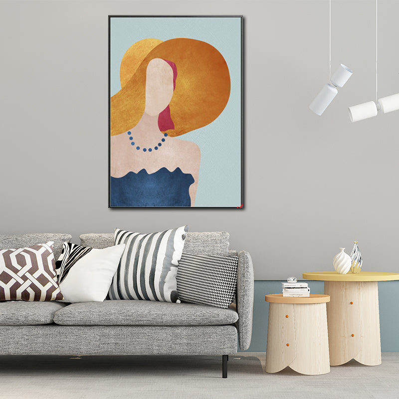 Nordic Girl Summer Dress Canvas Light-Color Fashion Wall Art for Dining Room Clearhalo 'Arts' 'Canvas Art' 1638893