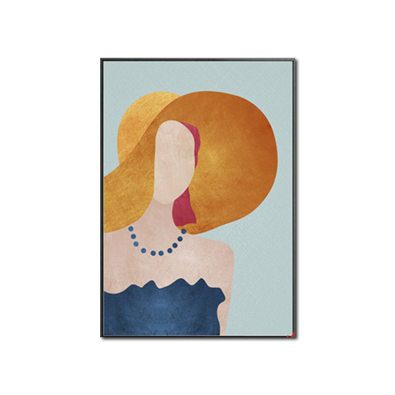 Nordic Girl Summer Dress Canvas Light-Color Fashion Wall Art for Dining Room Clearhalo 'Arts' 'Canvas Art' 1638895