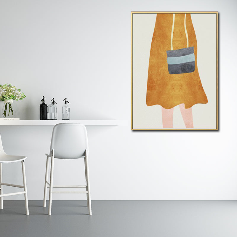 Nordic Girl Summer Dress Canvas Light-Color Fashion Wall Art for Dining Room Yellow Clearhalo 'Arts' 'Canvas Art' 1638899