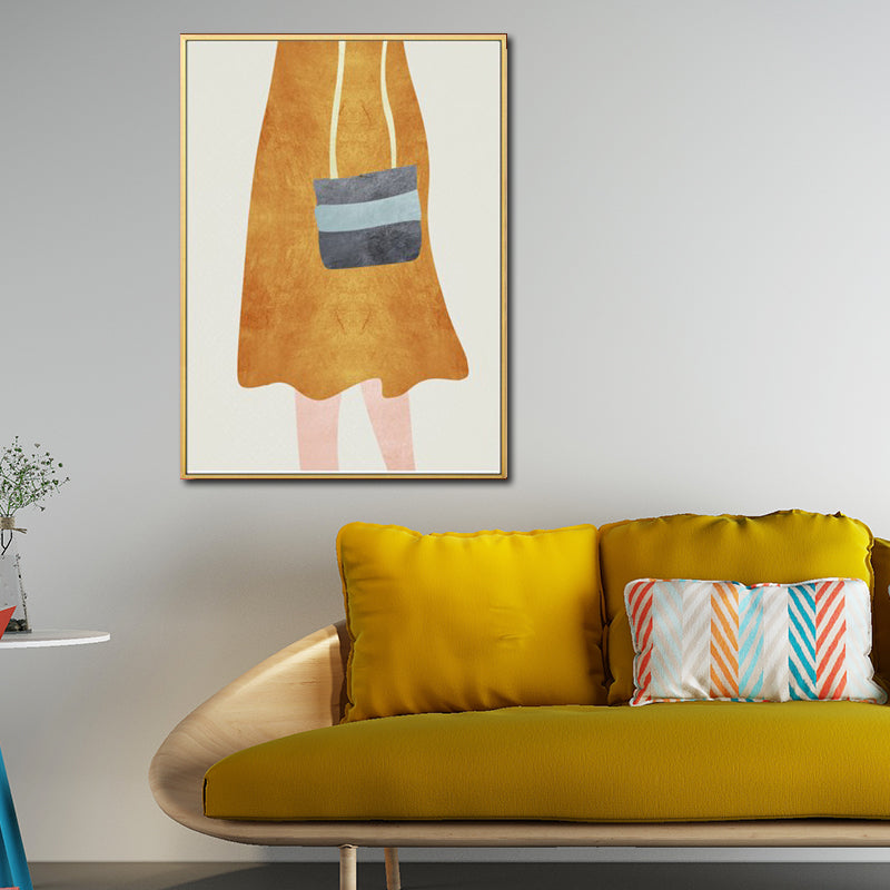 Nordic Girl Summer Dress Canvas Light-Color Fashion Wall Art for Dining Room Clearhalo 'Arts' 'Canvas Art' 1638900