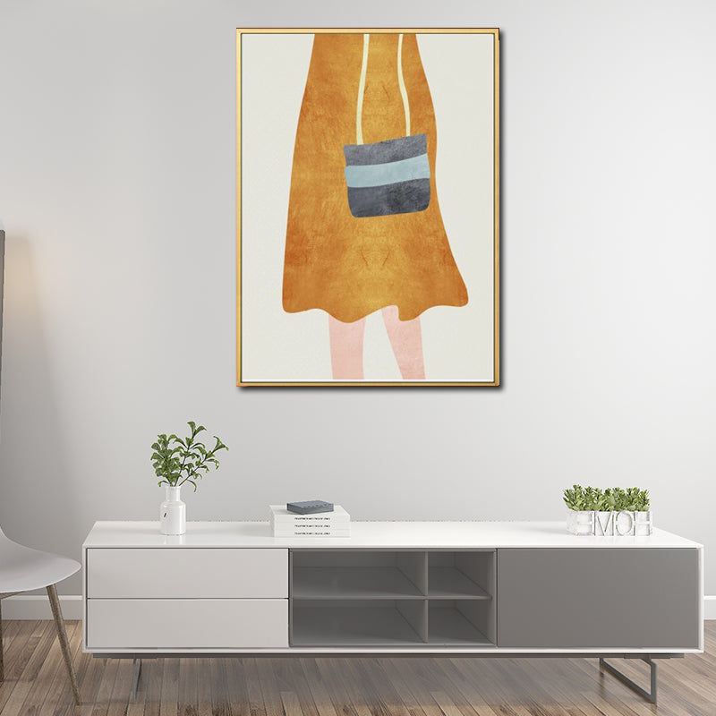 Nordic Girl Summer Dress Canvas Light-Color Fashion Wall Art for Dining Room