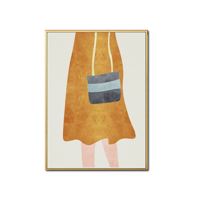 Nordic Girl Summer Dress Canvas Light-Color Fashion Wall Art for Dining Room Clearhalo 'Arts' 'Canvas Art' 1638902