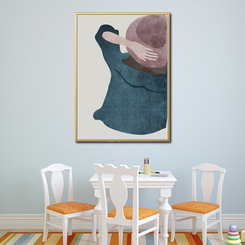 Minimalistic Fashion Girls Wall Art Pastel Color Textured Canvas for Living Room Blue Clearhalo 'Arts' 'Canvas Art' 1638906