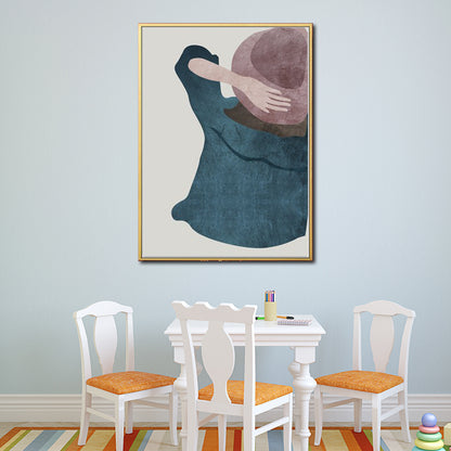 Minimalistic Fashion Girls Wall Art Pastel Color Textured Canvas for Living Room Blue Clearhalo 'Arts' 'Canvas Art' 1638906