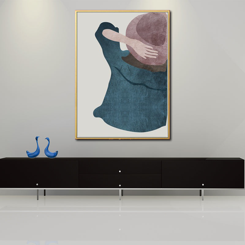 Minimalistic Fashion Girls Wall Art Pastel Color Textured Canvas for Living Room Clearhalo 'Arts' 'Canvas Art' 1638907