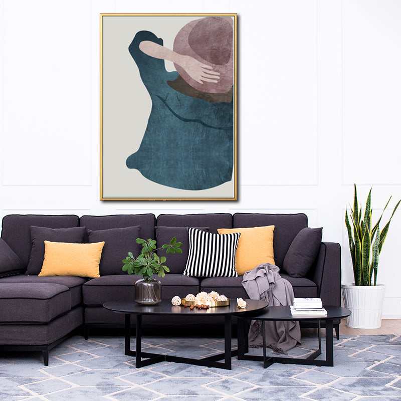 Minimalistic Fashion Girls Wall Art Pastel Color Textured Canvas for Living Room Clearhalo 'Arts' 'Canvas Art' 1638908