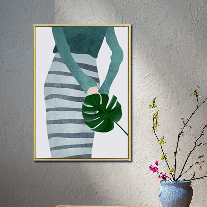 Minimalistic Fashion Girls Wall Art Pastel Color Textured Canvas for Living Room Clearhalo 'Arts' 'Canvas Art' 1638915