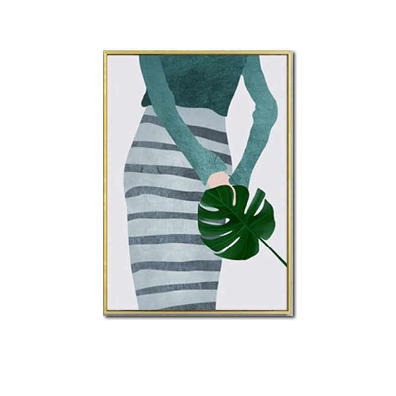 Minimalistic Fashion Girls Wall Art Pastel Color Textured Canvas for Living Room Clearhalo 'Arts' 'Canvas Art' 1638916