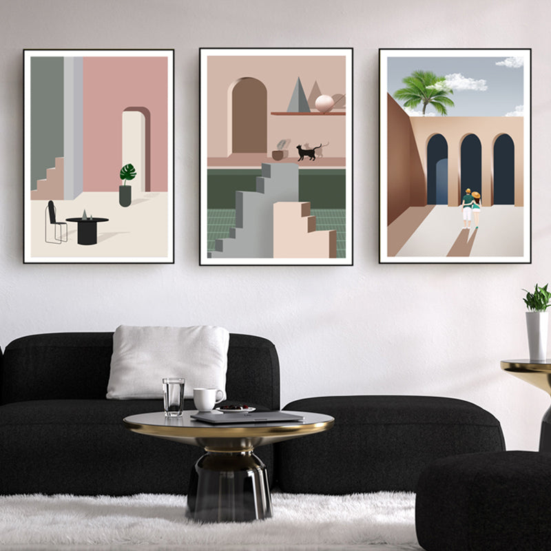 Still Life House Interior Canvas Nordic Textured Wall Art Decor in Light Color for Home Green Clearhalo 'Arts' 'Canvas Art' 1638927