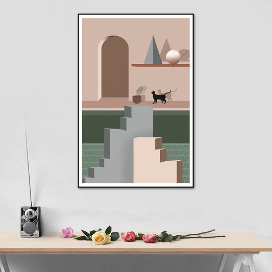 Still Life House Interior Canvas Nordic Textured Wall Art Decor in Light Color for Home Clearhalo 'Arts' 'Canvas Art' 1638928