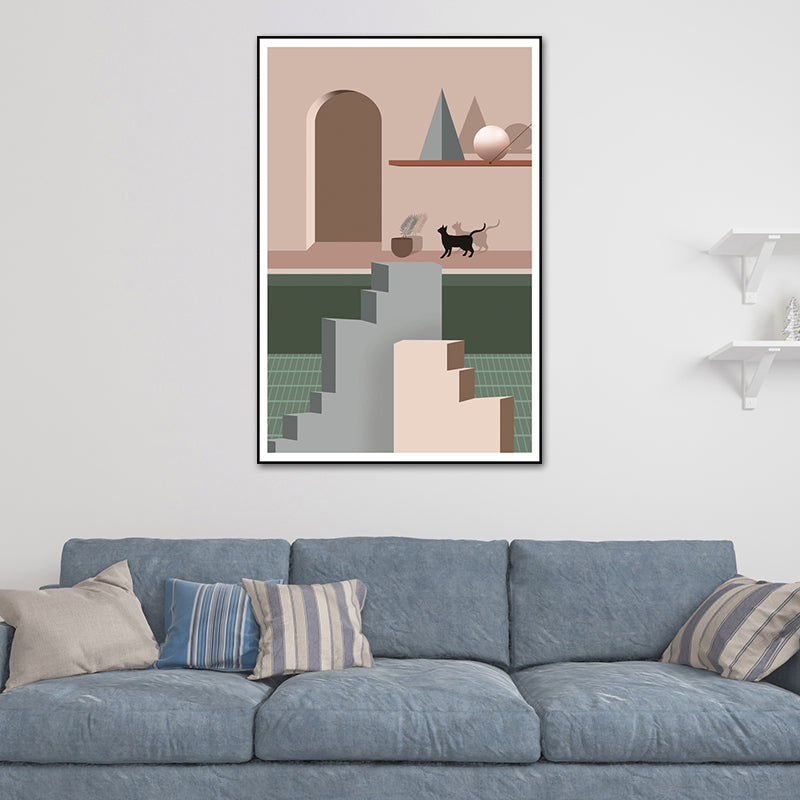 Still Life House Interior Canvas Nordic Textured Wall Art Decor in Light Color for Home Clearhalo 'Arts' 'Canvas Art' 1638929