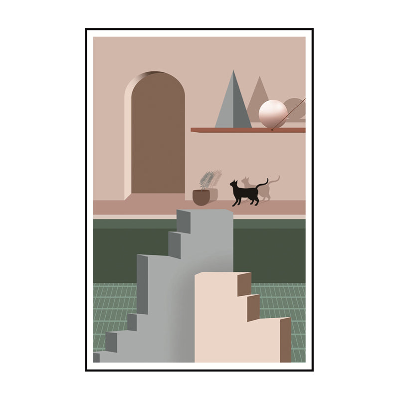 Still Life House Interior Canvas Nordic Textured Wall Art Decor in Light Color for Home Clearhalo 'Arts' 'Canvas Art' 1638930