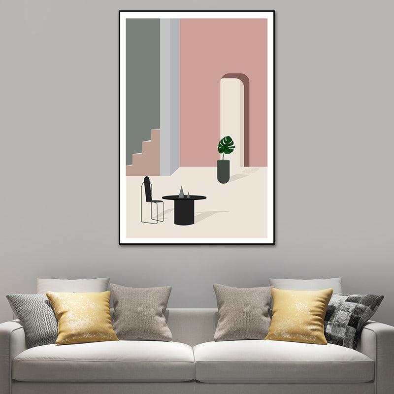 Still Life House Interior Canvas Nordic Textured Wall Art Decor in Light Color for Home Clearhalo 'Arts' 'Canvas Art' 1638935