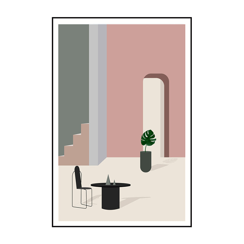 Still Life House Interior Canvas Nordic Textured Wall Art Decor in Light Color for Home Clearhalo 'Arts' 'Canvas Art' 1638937