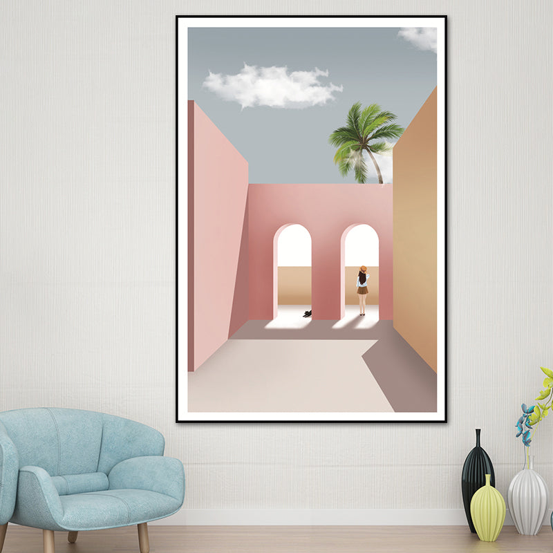 Still Life House Interior Canvas Nordic Textured Wall Art Decor in Light Color for Home Yellow Clearhalo 'Arts' 'Canvas Art' 1638941