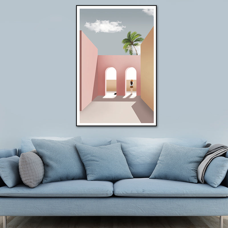 Still Life House Interior Canvas Nordic Textured Wall Art Decor in Light Color for Home Clearhalo 'Arts' 'Canvas Art' 1638942