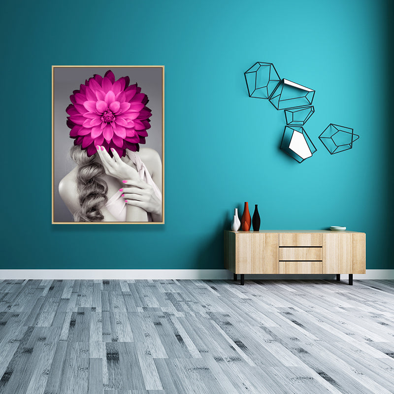 Stylish Woman Wearing Mask Canvas for Girls Bedroom, Light Color, Textured Surface Clearhalo 'Art Gallery' 'Canvas Art' 'Contemporary Art Gallery' 'Modern' Arts' 1638984