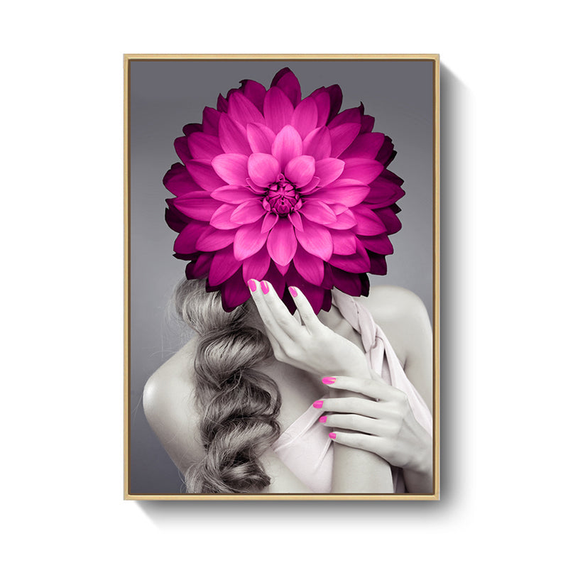 Stylish Woman Wearing Mask Canvas for Girls Bedroom, Light Color, Textured Surface Clearhalo 'Art Gallery' 'Canvas Art' 'Contemporary Art Gallery' 'Modern' Arts' 1638986