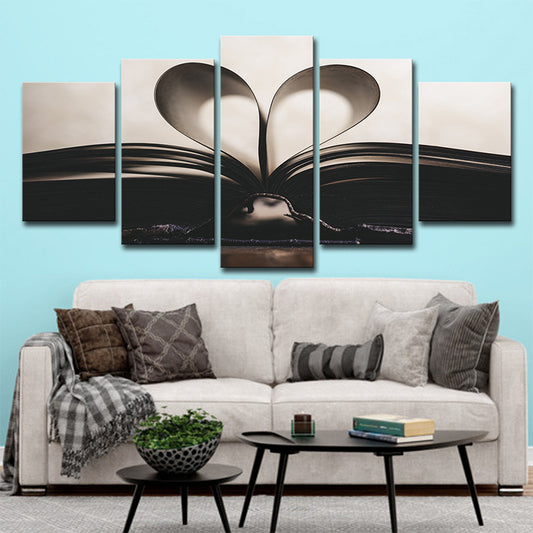 Black-White Unfold Book Wall Art Multi-Piece Minimalist Living Room Canvas Print White Clearhalo 'Art Gallery' 'Canvas Art' 'Contemporary Art Gallery' 'Modern' Arts' 1639031