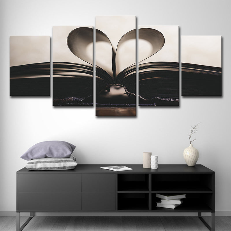Black-White Unfold Book Wall Art Multi-Piece Minimalist Living Room Canvas Print Clearhalo 'Art Gallery' 'Canvas Art' 'Contemporary Art Gallery' 'Modern' Arts' 1639032