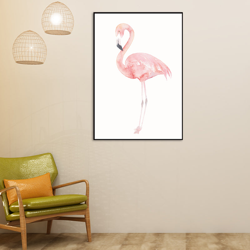 Trendy Flamingo Painting Wall Art for Living Room Animal Print Canvas in Pink-White Pink Design 1 Clearhalo 'Art Gallery' 'Canvas Art' 'Kids' Arts' 1639045