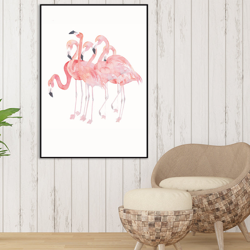 Trendy Flamingo Painting Wall Art for Living Room Animal Print Canvas in Pink-White Pink Design 2 Clearhalo 'Art Gallery' 'Canvas Art' 'Kids' Arts' 1639052