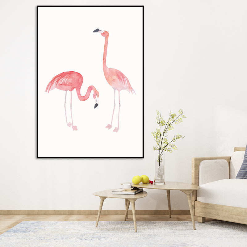 Trendy Flamingo Painting Wall Art for Living Room Animal Print Canvas in Pink-White Pink Design 3 Clearhalo 'Art Gallery' 'Canvas Art' 'Kids' Arts' 1639059