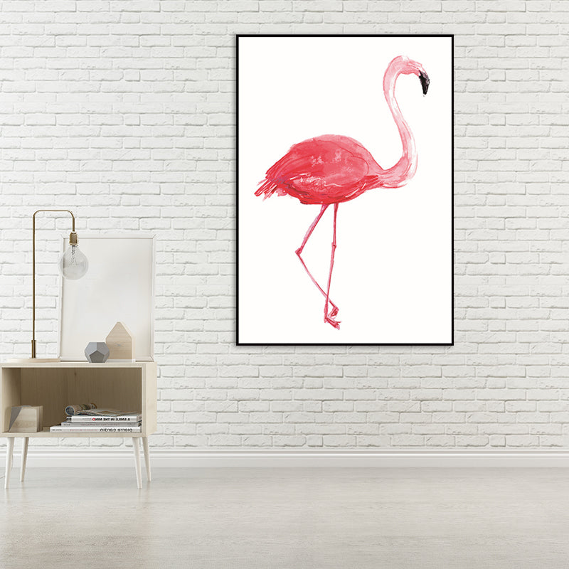 Trendy Flamingo Painting Wall Art for Living Room Animal Print Canvas in Pink-White Pink Design 4 Clearhalo 'Art Gallery' 'Canvas Art' 'Kids' Arts' 1639066