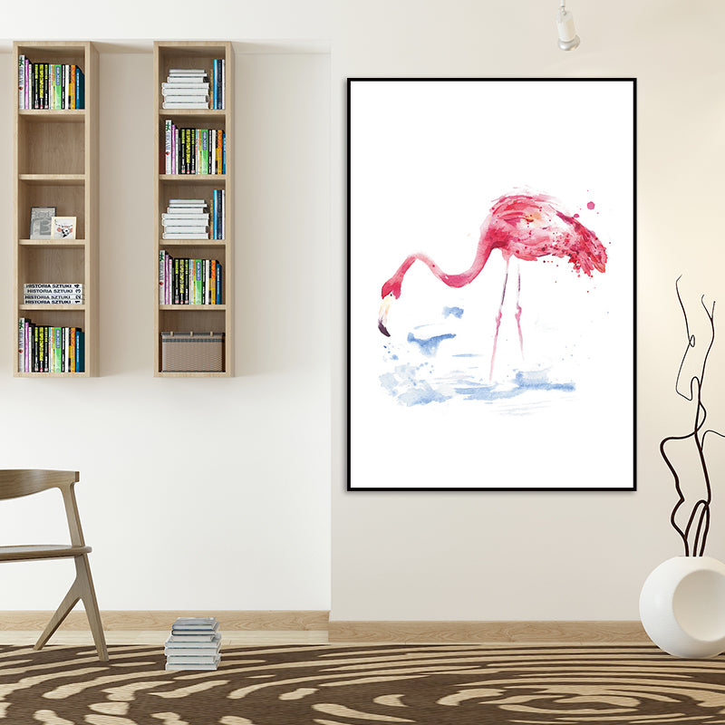 Trendy Flamingo Painting Wall Art for Living Room Animal Print Canvas in Pink-White Pink Design 5 Clearhalo 'Art Gallery' 'Canvas Art' 'Kids' Arts' 1639073