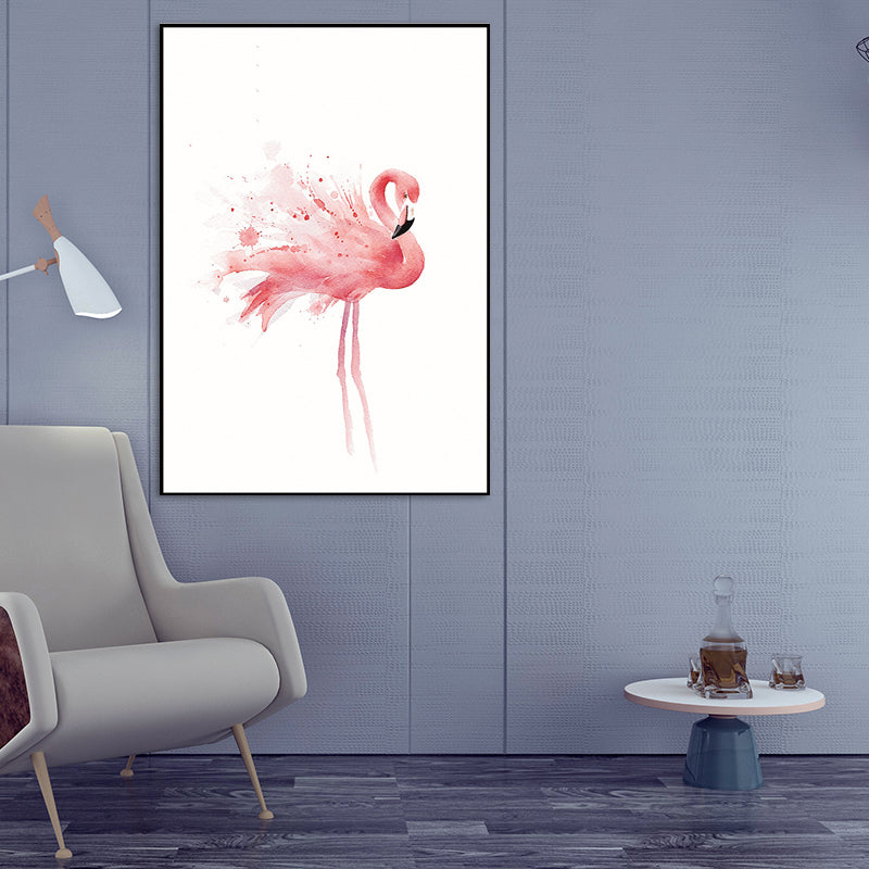 Trendy Flamingo Painting Wall Art for Living Room Animal Print Canvas in Pink-White Pink Design 6 Clearhalo 'Art Gallery' 'Canvas Art' 'Kids' Arts' 1639080