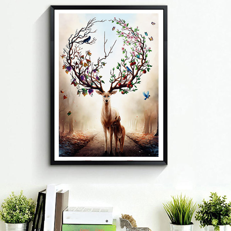 Brown Deer Painting Wall Art Textured Surface Canvas Print for Childrens Bedroom Brown Design 2 Clearhalo 'Art Gallery' 'Canvas Art' 'Kids' Arts' 1639113