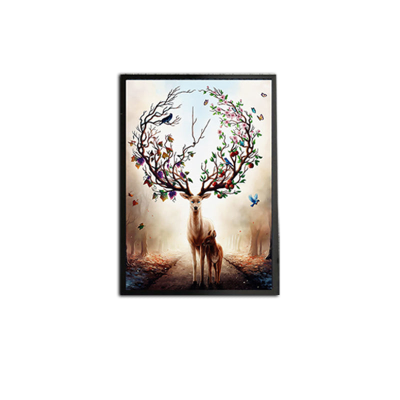 Brown Deer Painting Wall Art Textured Surface Canvas Print for Childrens Bedroom Clearhalo 'Art Gallery' 'Canvas Art' 'Kids' Arts' 1639116