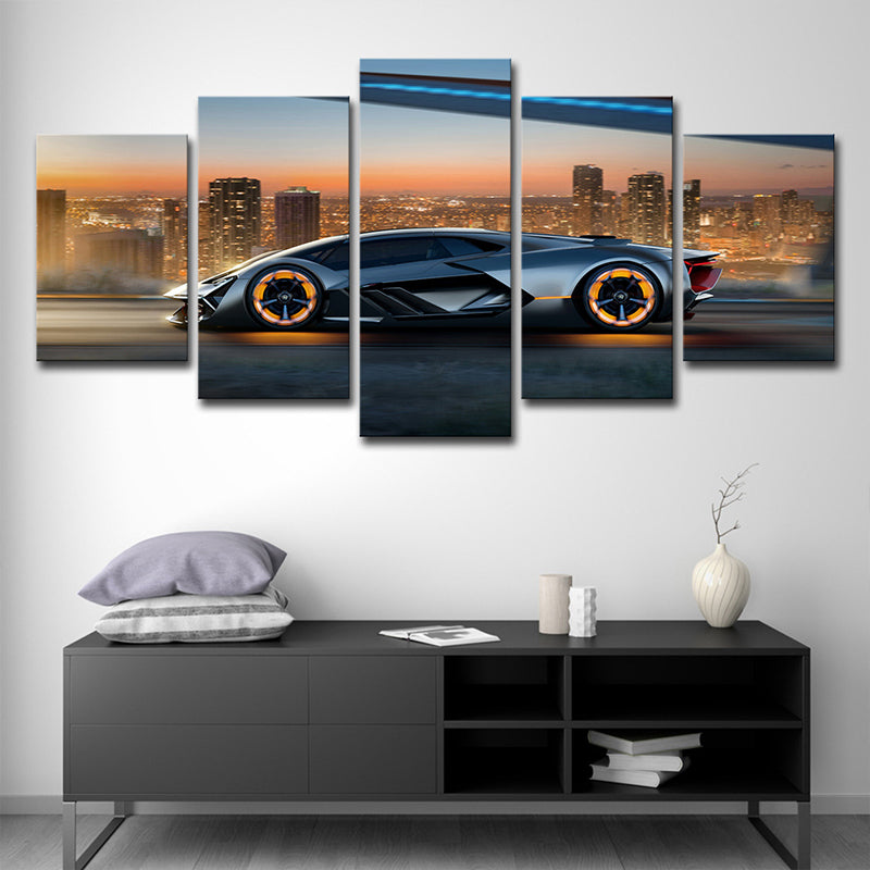 Modern Lamborghini Sports Car Art Print Canvas Multi-Piece Black Wall Decor for Boys Room Clearhalo 'Art Gallery' 'Canvas Art' 'Contemporary Art Gallery' 'Modern' Arts' 1639149