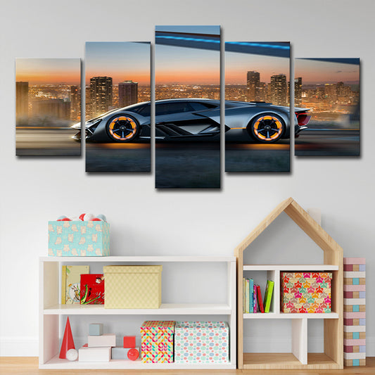 Modern Lamborghini Sports Car Art Print Canvas Multi-Piece Black Wall Decor for Boys Room Clearhalo 'Art Gallery' 'Canvas Art' 'Contemporary Art Gallery' 'Modern' Arts' 1639150